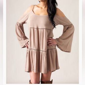 Umgee USA Boho Babe Cold Shoulder Mini Dress/Top, size